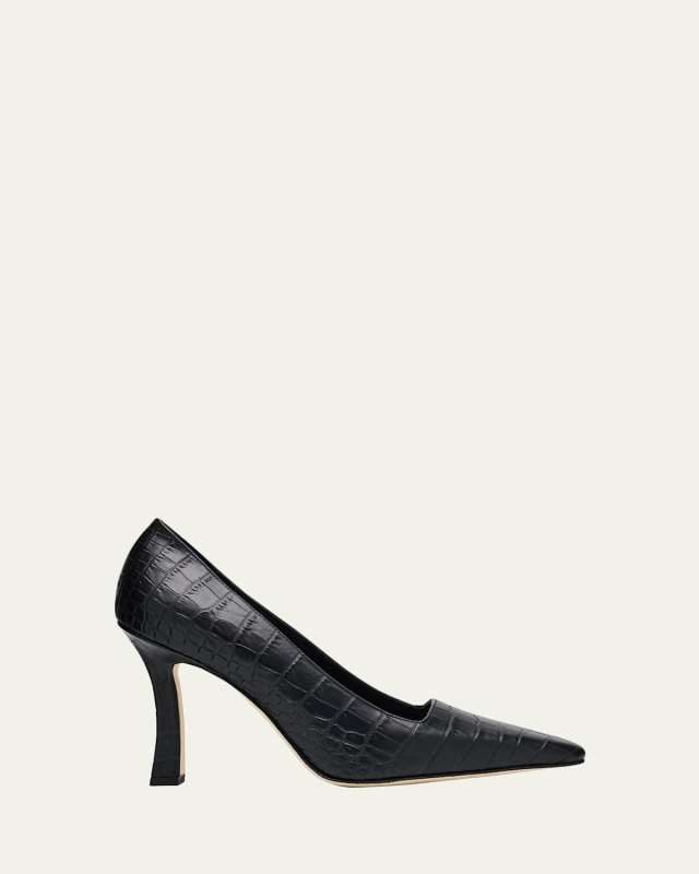 Moira Croc-Embossed Leather Pumps